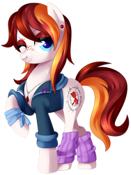 Size: 1024x1360 | Tagged: safe, artist:xnightmelody, derpibooru import, oc, oc only, oc:ruby hop, earth pony, pony, clothes, earth pony oc, female, freckles, raised hoof, raised leg, simple background, solo, transparent background