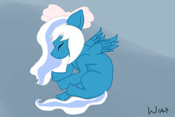 Size: 1280x854 | Tagged: safe, artist:wildheart3, derpibooru import, oc, oc:fleurbelle, alicorn, alicorn oc, bow, eyes closed, female, hair bow, horn, mare, sleeping, wings