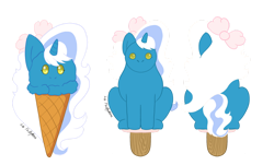 Size: 1280x775 | Tagged: safe, artist:lib-fluffymoss, derpibooru import, oc, oc:fleurbelle, alicorn, alicorn oc, bow, female, food, golden eyes, hair bow, horn, ice cream, mare, simple background, sitting, transparent background, wings