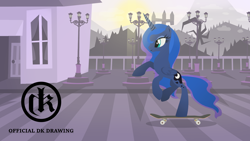 Size: 1920x1080 | Tagged: safe, artist:mcflurrylazermuffin, derpibooru import, princess luna, alicorn, pony, female, skateboard, solo