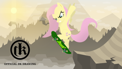 Size: 1920x1080 | Tagged: safe, artist:mcflurrylazermuffin, derpibooru import, fluttershy, pegasus, pony, female, skateboard, solo