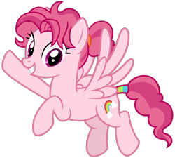 Size: 3000x2700 | Tagged: safe, artist:cheezedoodle96, derpibooru import, bifröst, pegasus, pony, .svg available, female, flying, friendship student, grin, looking at you, mare, raised hoof, raised leg, show accurate, simple background, smiling, smiling at you, solo, spread wings, svg, transparent background, vector, waving, wings