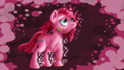 Size: 1024x576 | Tagged: safe, artist:inurantchan, derpibooru import, pinkie pie, earth pony, pony, female, pinkamena diane pie, sad, solo, wallpaper