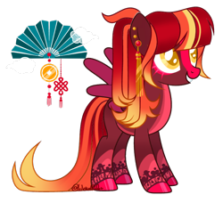 Size: 798x729 | Tagged: safe, artist:wicked-red-art, derpibooru import, oc, oc only, oc:leche, pegasus, pony, chinese, chinese new year, coat markings, ear piercing, earring, female, grin, jewelry, mare, multicolored hair, piercing, simple background, smiling, solo, transparent background, unshorn fetlocks