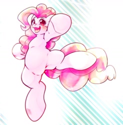 Size: 1668x1695 | Tagged: safe, artist:kurogewapony, derpibooru import, pinkie pie, earth pony, pony, abstract background, blushing, cute, diapinkes, female, happy, looking at you, mare, open mouth, open smile, simple background, smiling, smiling at you, solo, white background