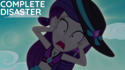 Size: 1280x720 | Tagged: safe, derpibooru import, edit, edited screencap, editor:quoterific, screencap, rarity, better together, equestria girls, lost and found, armpits, cloud, female, geode of shielding, jewelry, magical geodes, marshmelodrama, necklace, open mouth, rarity being rarity, shrunken pupils, sky, solo