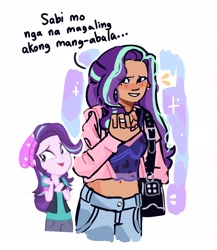 Size: 2000x2300 | Tagged: safe, artist:angehalos, derpibooru import, starlight glimmer, human, equestria girls, mirror magic, spoiler:eqg specials, bag, belly button, filipino, humanized, jewelry, philippines, ring, solo, translated in the comments