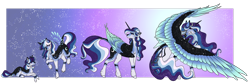 Size: 1920x643 | Tagged: safe, artist:eothnoguy-art, derpibooru import, princess luna, alicorn, pony, unicorn, age progression, alternate design, solo