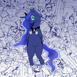 Size: 700x700 | Tagged: safe, artist:kushina13, derpibooru import, princess luna, alicorn, pony, body pillow, body pillow design, female, looking at you, lying down, mare, rubble, solo