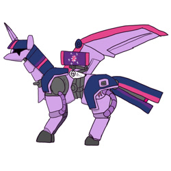 Size: 600x600 | Tagged: safe, artist:kushina13, derpibooru import, twilight sparkle, pony, robot, robot pony, side view, simple background, solo, twilight zero, white background