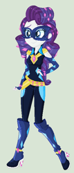 Size: 270x628 | Tagged: safe, artist:yulianapie26, derpibooru import, radiance, rarity, equestria girls, base used, boots, clothes, costume, female, mask, power ponies, shoes, simple background, smiling, solo