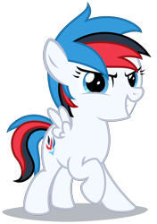 Size: 2380x3380 | Tagged: safe, artist:strategypony, derpibooru import, oc, oc only, oc:retro city, pegasus, pony, female, filly, foal, looking at you, pegasus oc, simple background, solo, transparent background, younger
