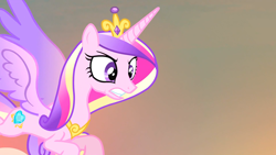 Size: 1920x1080 | Tagged: safe, derpibooru import, screencap, princess cadance, alicorn, pony, season 4, three's a crowd, angry, crown, female, flying, jewelry, mare, regalia, solo