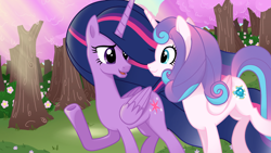 Size: 1920x1080 | Tagged: safe, artist:sallyso, derpibooru import, princess flurry heart, princess twilight 2.0, twilight sparkle, twilight sparkle (alicorn), alicorn, pony, the last problem, 2021, female, mare, older, older flurry heart, older twilight, outdoors, underhoof