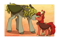 Size: 1772x1181 | Tagged: safe, artist:inuhoshi-to-darkpen, derpibooru import, oc, oc only, oc:poppy field, oc:seaweed, bat pony, pony, bat pony oc, duo, eyes closed, female, filly, foal, hair over eyes, nuzzling