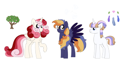 Size: 6000x3000 | Tagged: safe, artist:queenderpyturtle, derpibooru import, oc, oc only, pegasus, unicorn, female, magical lesbian spawn, male, mare, offspring, parent:applejack, parent:flash sentry, parent:princess cadance, parent:rainbow dash, parent:rarity, parents:appledance, parents:rariflash, simple background, stallion, transparent background