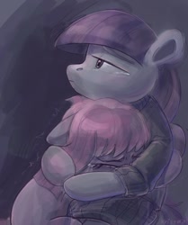 Size: 945x1133 | Tagged: safe, artist:krista-21, derpibooru import, maud pie, pinkie pie, earth pony, pony, crying, duo, duo female, female, hug, mare, pinkamena diane pie, sad, siblings, sisters