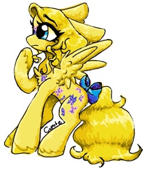 Size: 643x704 | Tagged: safe, artist:cupute, derpibooru import, dancing butterflies, g1, ms paint, simple background, solo, twice as fancy ponies, white background, yellow