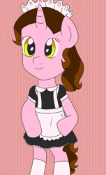 Size: 1212x2000 | Tagged: safe, artist:wrath-marionphauna, derpibooru exclusive, derpibooru import, oc, oc only, oc:color breezie, pony, unicorn, bipedal, clothes, digital art, maid, maid headdress, solo