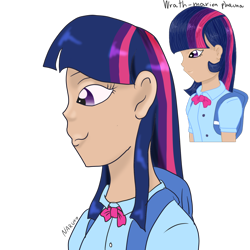 Size: 2000x2000 | Tagged: safe, artist:wrath-marionphauna, derpibooru import, twilight sparkle, equestria girls, bag, clothes, human coloration, redraw, simple background, solo, transparent background