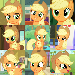 Size: 800x800 | Tagged: safe, artist:twilyisbestpone, derpibooru import, edit, screencap, applejack, earth pony, pony, applejack's hat, clothes, collage, compilation, cowboy hat, cute, faic, female, hat, jackabetes, mare, solo