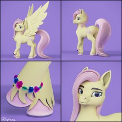 Size: 1548x1548 | Tagged: safe, artist:bonfirepng, derpibooru import, fluttershy, pegasus, pony, 3d, blender, blender cycles, solo, stylized