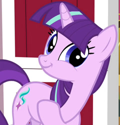 Size: 642x668 | Tagged: safe, derpibooru import, edit, edited screencap, screencap, starlight glimmer, pony, unicorn, harvesting memories, spoiler:harvesting memories, spoiler:mlp friendship is forever, alternate hairstyle, cropped, faic, female, looking at you, majestic as fuck, mane swap, mare, not twilight sparkle, smiling, smirk, solo, starlight sparkle, sweet apple acres, twiface, wrong neighborhood