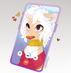 Size: 2032x2100 | Tagged: safe, alternate version, artist:2pandita, derpibooru import, oc, pony, unicorn, alternate character, cellphone, female, mare, mouth hold, phone, solo