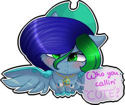 Size: 1012x847 | Tagged: safe, artist:captainpudgemuffin, artist:stormcloud-yt, derpibooru import, edit, oc, oc only, pegasus, pony, blushing, female, i'm not cute, mare, pegasus oc, simple background, transparent background