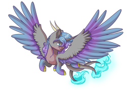 Size: 2912x2059 | Tagged: safe, artist:stormcloud-yt, derpibooru import, oc, oc only, alicorn, pony, alicorn oc, female, flying, horn, looking back, mare, simple background, solo, transparent background, wings