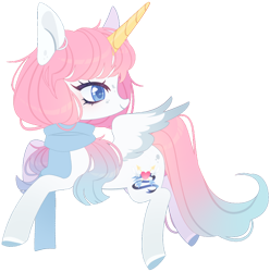 Size: 1024x1032 | Tagged: safe, artist:miioko, derpibooru import, oc, oc only, alicorn, pony, alicorn oc, clothes, female, horn, looking back, mare, scarf, simple background, solo, transparent background, wings