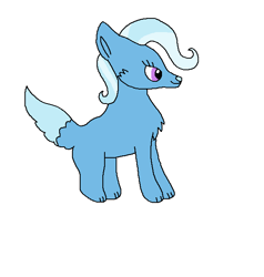 Size: 590x620 | Tagged: safe, artist:spytwiverse, derpibooru import, trixie, chest fluff, female, full body, race swap, side view, simple background, smiling, solo, tail, white background