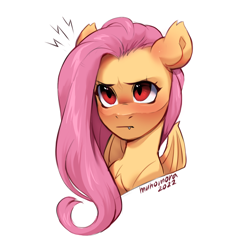 Size: 3500x3500 | Tagged: safe, artist:muhomora, derpibooru import, fluttershy, bat pony, pegasus, pony, angry, bat ponified, blushing, bust, cute, female, flutterbat, frown, madorable, mare, race swap, shyabates, shyabetes, simple background, sketch, solo, white background