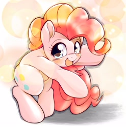 Size: 2026x2048 | Tagged: safe, artist:kurogewapony, derpibooru import, pinkie pie, earth pony, pony, abstract background, bipedal, blushing, cute, diapinkes, female, looking at you, mare, open mouth, open smile, smiling, smiling at you, solo