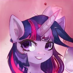 Size: 1024x1024 | Tagged: safe, artist:thisponydoesnotexist, derpibooru import, twilight sparkle, alicorn, curved horn, female, horn, looking at you, neural network, not twilight sparkle, solo