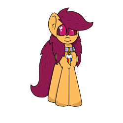 Size: 4000x4000 | Tagged: safe, artist:chubbysonicfan, derpibooru import, scootaloo, alternate hairstyle, collar, hair over one eye, lesboloo, looking at you, older, older scootaloo, purple eyes, simple background, smiling, solo, transparent background