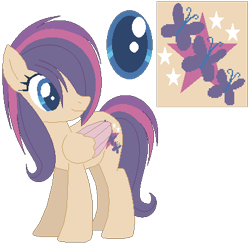 Size: 413x402 | Tagged: safe, artist:juliahtf, derpibooru import, oc, oc only, oc:sparkle butterfly, base used, beige fur, colored wings, hair over one eye, magical lesbian spawn, offspring, parent:fluttershy, parent:twilight sparkle, parents:twishy, simple background, solo, transparent background, wings