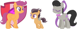 Size: 988x370 | Tagged: safe, artist:juliahtf, derpibooru import, octavia melody, scootaloo, oc, oc:wolf spirit, pegasus, alternate hairstyle, base used, colored wings, crack ship offspring, crack shipping, female, filly, foal, magical lesbian spawn, male, mother and child, mother and son, offspring, older, older scootaloo, parent and child, parent:octavia melody, parent:scootaloo, parents:scootavia, pegasus oc, scootavia, shipping, simple background, solo, transparent background, wings