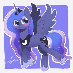 Size: 2048x2043 | Tagged: safe, artist:leo19969525, derpibooru import, princess luna, alicorn, pony, female, mare, outline, signature, solo, spread wings, white outline, wings