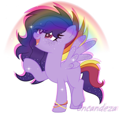 Size: 2846x2638 | Tagged: safe, artist:encandeza, derpibooru import, oc, oc only, pegasus, pony, base used, bracelet, eyelashes, female, jewelry, mare, pegasus oc, rainbow, simple background, smiling, solo, transparent background