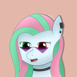 Size: 1200x1200 | Tagged: safe, artist:cobaltskies002, derpibooru import, oc, oc only, pegasus, collar, ear piercing, earring, female, heterochromia, icon, jewelry, mare, pegasus oc, piercing, sunglasses, two toned mane