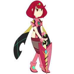 Size: 1280x1280 | Tagged: safe, artist:celesticblaster, derpibooru import, human, equestria girls, barely eqg related, clothes, crossover, equestria girls style, equestria girls-ified, fingerless gloves, gloves, jewelry, looking at you, necklace, pyra, shoes, simple background, super smash bros., sword, tiara, transparent background, weapon, xenoblade chronicles, xenoblade chronicles 2