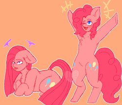 Size: 930x800 | Tagged: safe, artist:glitteringpeachy, artist:glitterpeach, derpibooru import, pinkie pie, earth pony, pony, bipedal, chest fluff, chibi, cute, duality, fanart, female, pinkamena diane pie, self paradox, self ponidox, sketch