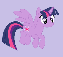 Size: 467x422 | Tagged: safe, artist:selenaede, artist:twilyisbestpone, derpibooru exclusive, derpibooru import, twilight sparkle, twilight sparkle (alicorn), alicorn, pony, adorkable, base used, cute, dork, female, flying, mare, pegasus wings, purple background, simple background, smiling, solo, twiabetes, wings