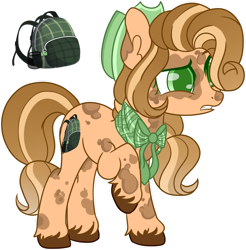 Size: 1280x1301 | Tagged: safe, artist:maximumpiracy, derpibooru import, oc, oc only, earth pony, pony, backpack, base used, earth pony oc, simple background, story included, transparent background, unshorn fetlocks