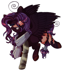 Size: 1147x1285 | Tagged: safe, artist:stormcloud-yt, derpibooru import, oc, oc only, pegasus, pony, clothes, grin, one eye closed, pegasus oc, scar, scarf, simple background, smiling, transparent background, wings, wink