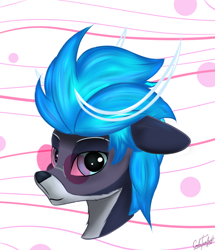 Size: 918x1068 | Tagged: safe, artist:cmdrtempest, derpibooru import, oc, oc only, oc:vibrant star, deer, blue eyes, cute, glasses, horns, looking at you, male, simple background, solo