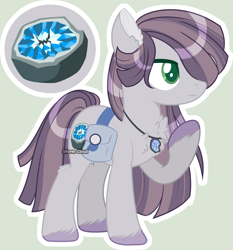 Size: 3904x4187 | Tagged: safe, artist:stormcloud-yt, derpibooru import, oc, oc only, oc:spinel, earth pony, pony, bag, base used, colored hooves, earth pony oc, female, jewelry, mare, necklace, offspring, parent:maud pie, parent:mud briar, parents:maudbriar, raised hoof, raised leg, saddle bag, simple background, solo