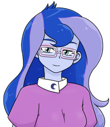 Size: 640x740 | Tagged: safe, alternate version, artist:batipin, derpibooru import, princess luna, vice principal luna, equestria girls, glasses, simple background, transparent background