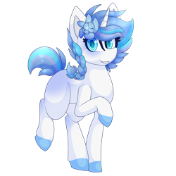 Size: 1280x1280 | Tagged: safe, artist:star-theft, derpibooru import, oc, oc only, oc:winter spott, pony, unicorn, braid, colored hooves, colored pupils, female, full body, hooves, horn, mare, raised hoof, raised leg, shading, simple background, solo, three quarter view, transparent background